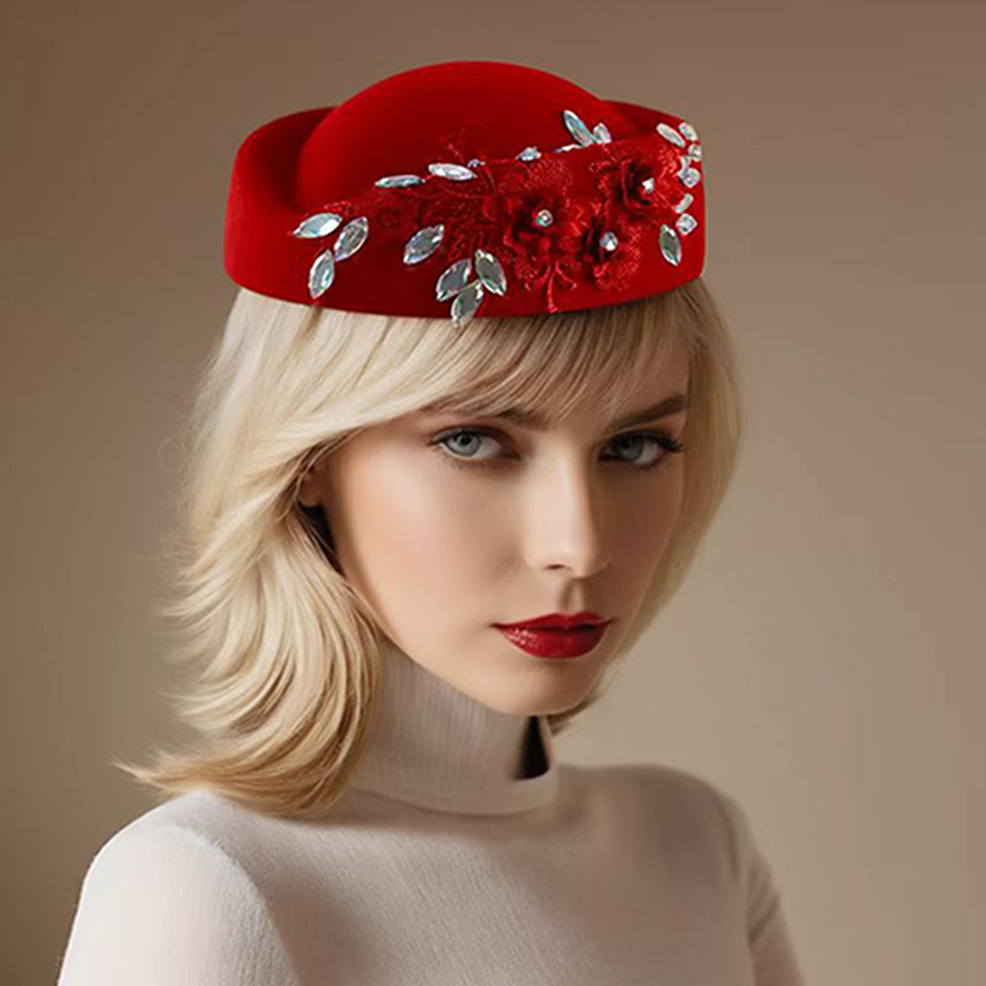 elegant womens vintage church hat appliqu - Temu display picture 1