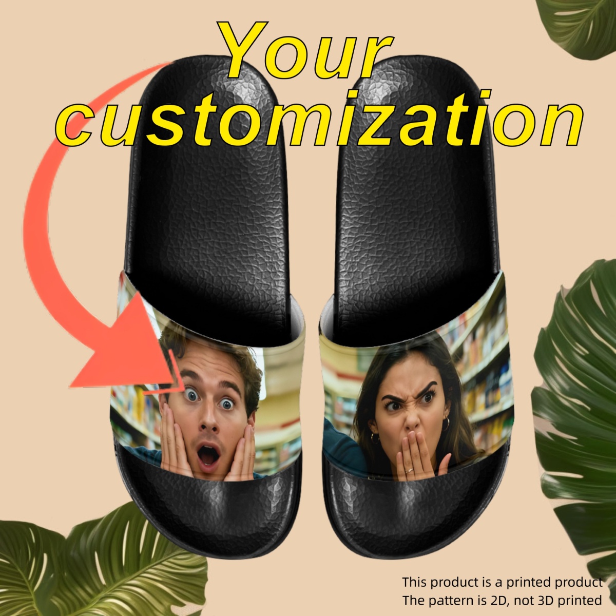 TEMU Chaussons de couple personnalisés avec photos, chaussures de bain antidérapantes printemps/été pour homme et femme, adaptées à un extérieur,