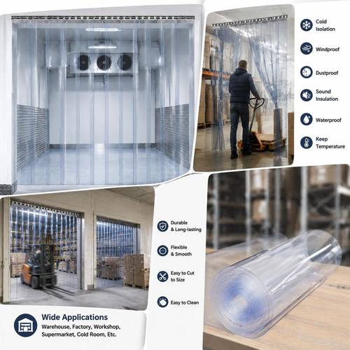durchsichtiger pvc-streifenvorhang, 2 mm , 10 stück, 1,5x2,4 m, kunststoff-türstreifen mit glattem rand für begehbare gefriertruhen, kühler, lager- garagentore, -20°c bis 60°c
