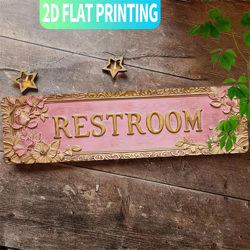 

Room Decor 1pc Aluminum Restroom Sign, 2d Flat Print Wall Decor, Rectangular Aesthetic, Non-textile, , Unique, With 15.7x3.9 Inches For Home, Indoor/outdoor, Christmas, Halloween, New Year