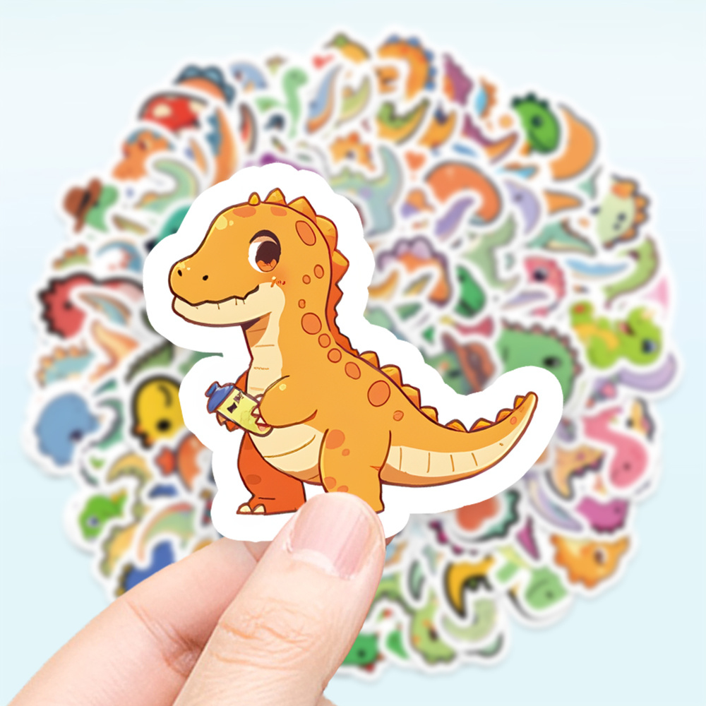 100pcs Cute Dinosaur Character Stickers: Designs Of Whimsical Dinosaurs, In A Bright, Style With Decorative Detail Vinyl Aesthetic Decals - Suitable For Decorating Laptops, Cell Phones, Guitars