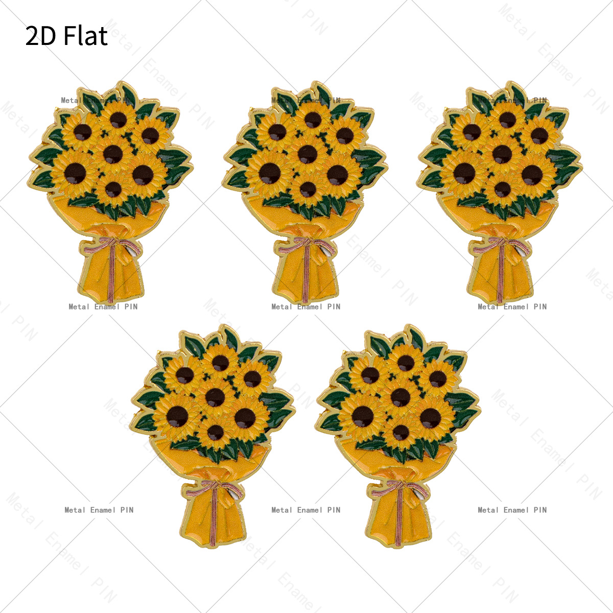 TEMU 2d Flat, 2d Flat 5pcs/set Cartoon Sunflower Bouquet Lapel Pin Enamel Pins And Brooches Badge Pins For Backpacks Bags Backpack Cool Decoration