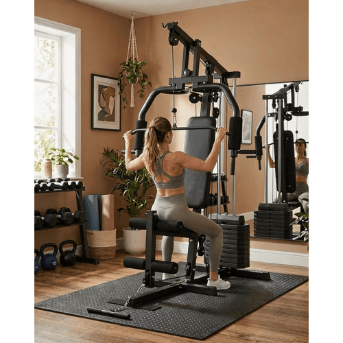 for home gym equipment 100lbs weight stack pulley mechanism lat pull down chest press leg extension strength training for home exercise fitness adjustable without battery
