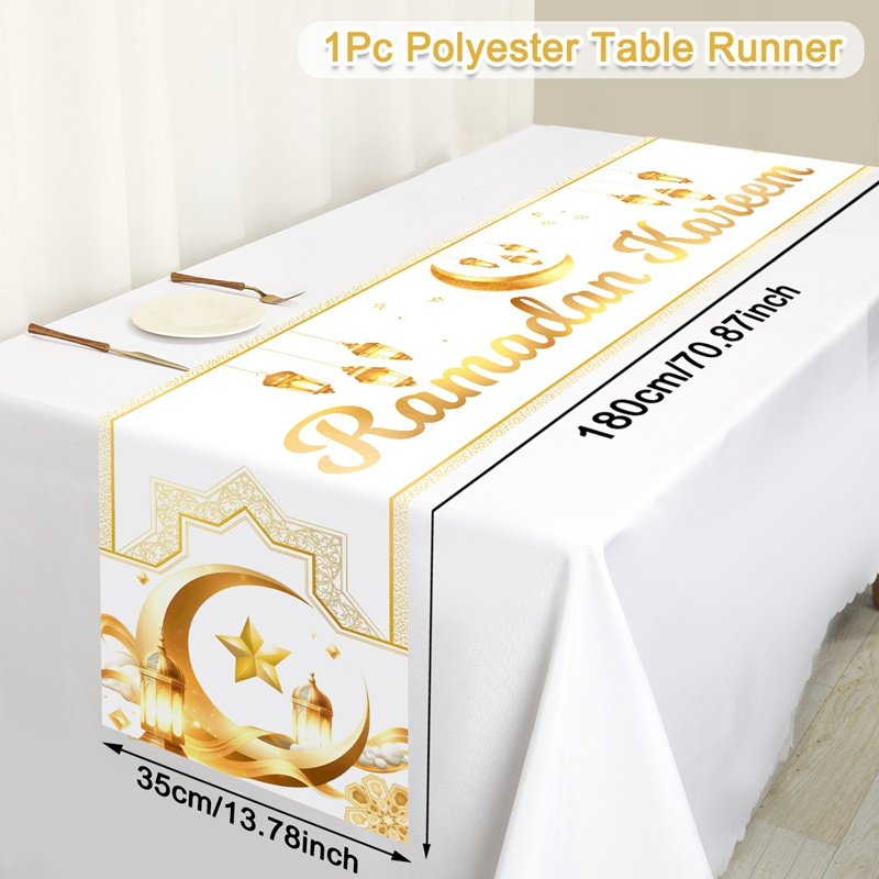 1pc A Table Runner For Ramadan Celebrations, Measuring 180 By 35 Cm, Featuring A Rectangular Design And Pattern, Ideal For Decorating Your Kitchen Dining Table At For Home