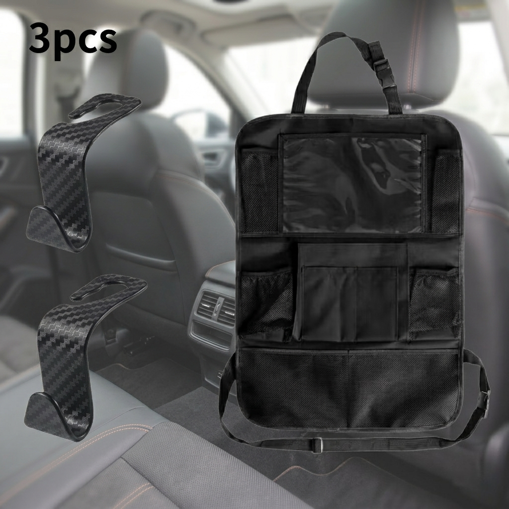 Car Seat Storage Bag With - 3pcs/set, Seat Back Storage Bag, Multifunctional Storage Bag, Car Hanging Bag, Rear Seat Anti Kick, Christmas Halloween Thanksgiving Day Gift