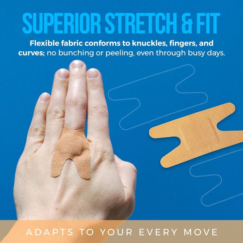 Flexible Fabric Bandages - Flex Fabric Adhesive Bandages Knuckle Bandages Finger Care and to Protect Wounds from Infection - Count Box