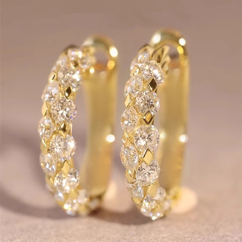 TEMU Angol 1 Pair Hoop Earrings With White Fine Sparkly Synthetic Zirconia Unisex Earrings Cute Small Fashionable Easy Individual Exquisite Beautiful