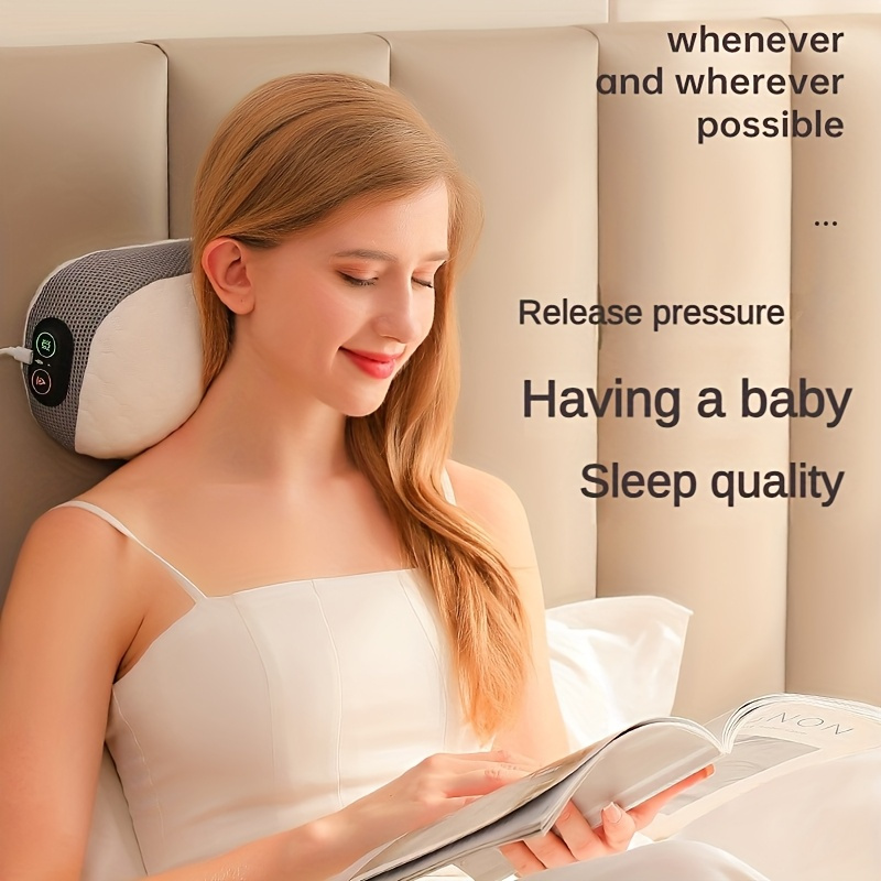 Ergonomic USB Powered Memory Foam Neck Pillow with Heat and Vibration Massage, Breathable Design for Bedtime Comfort and Relaxation, Ideal Holiday Gift, No Battery Required