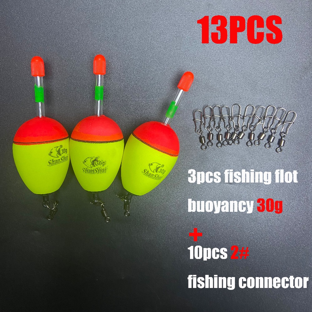 TEMU Ensemble de 13 flotteurs de pêche - 3 flotteurs en mousse et 10 connecteurs de pêche avec flottabilité stable et réglable pour la pêche à en eau