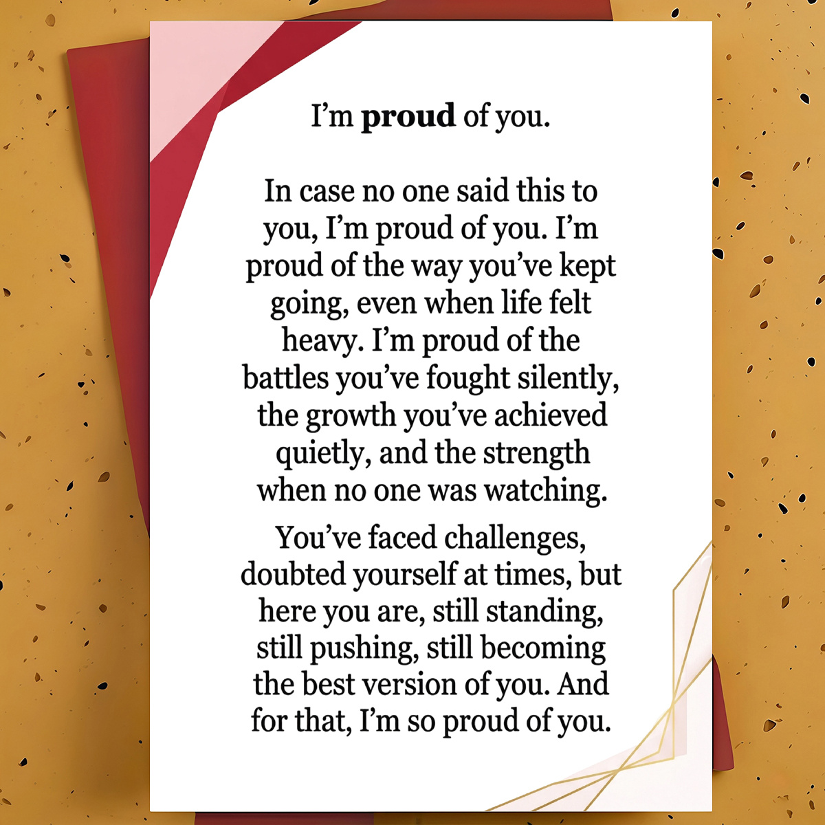 TEMU 1pc "" Encouragement Card Suitable For Birthdays, Holidays & Special Occasions - Self-sealing Envelope With Inspirational Message For , Family,