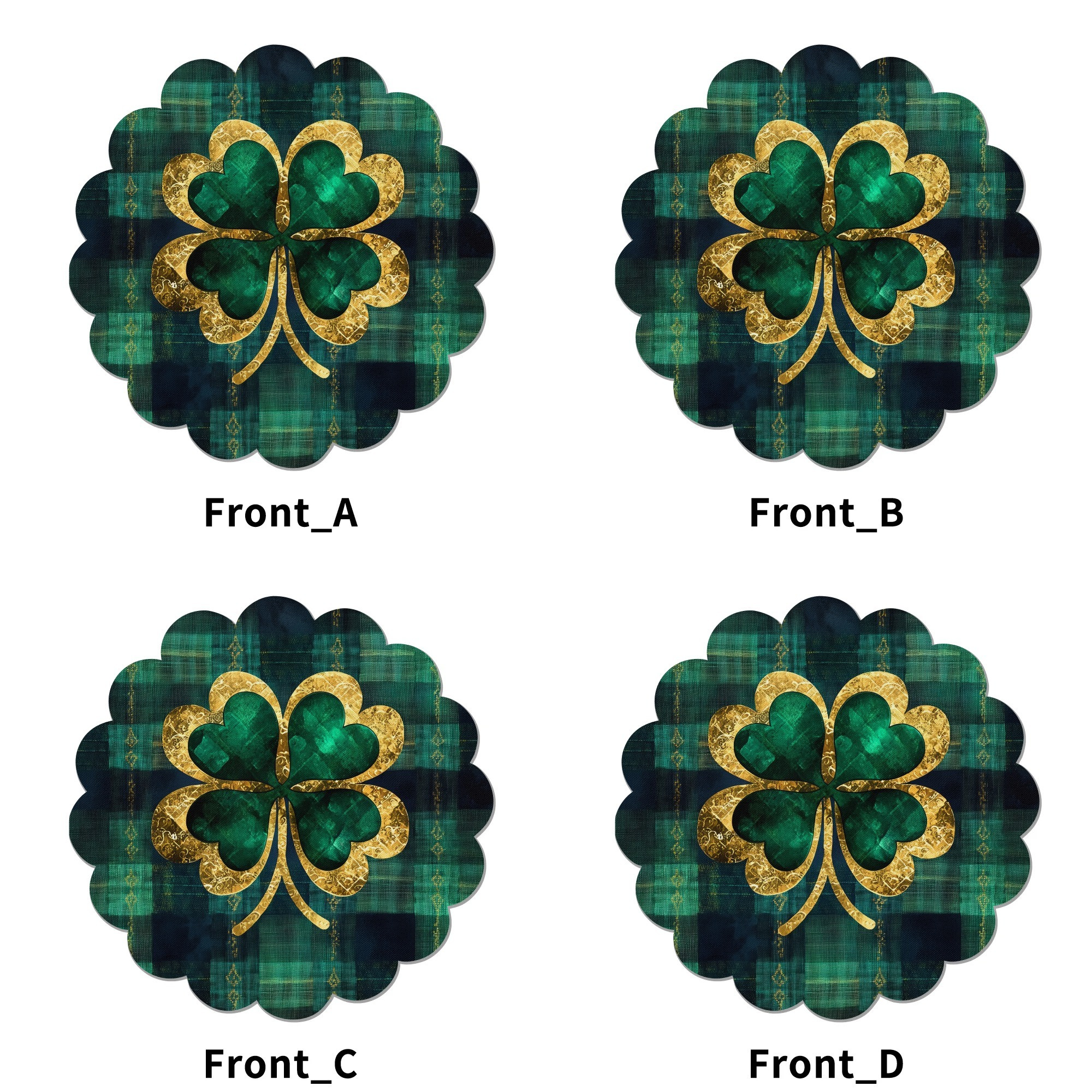 TEMU 4pcs 's Day Placemats - Round Clover & Shamrock Table S, Hand Washable Fabric Suitable For Dining, Kitchen, Restaurant, Party & Irish-themed Decorations, 2d Flat