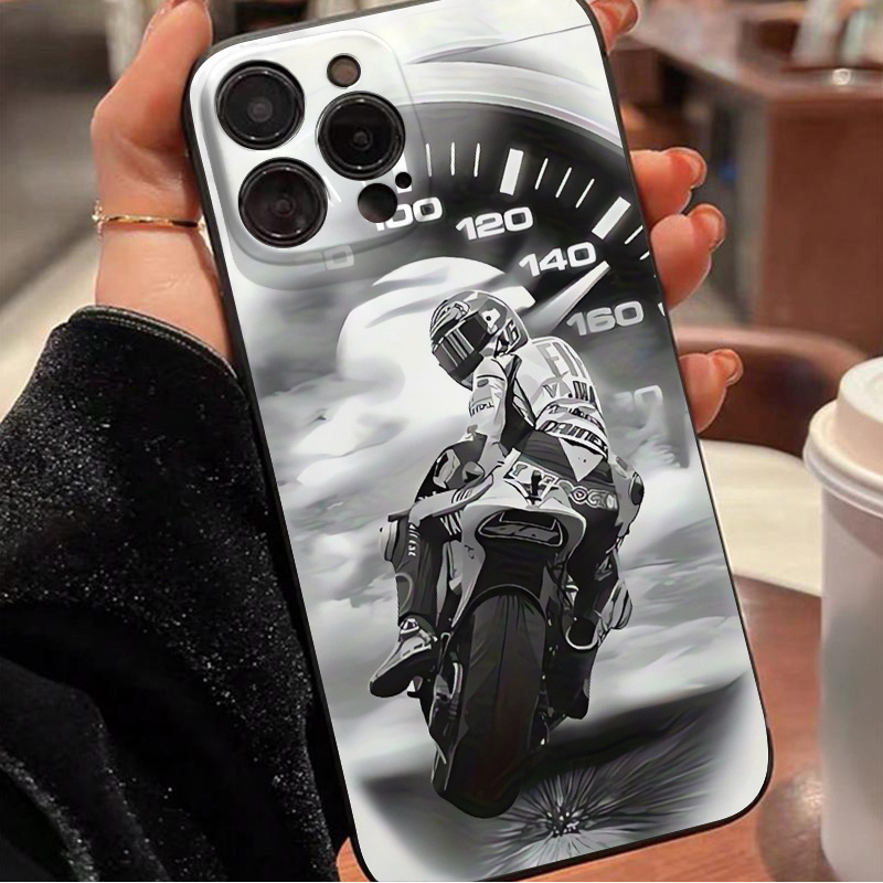 TEMU Phone Case - Cube Black Motorcycle Tpu Anti-fall Full-coverage Case For Iphone 6/7/8/x/xs/xr/xs Max/11/12/13/14/15/16/17promax Suitable As
