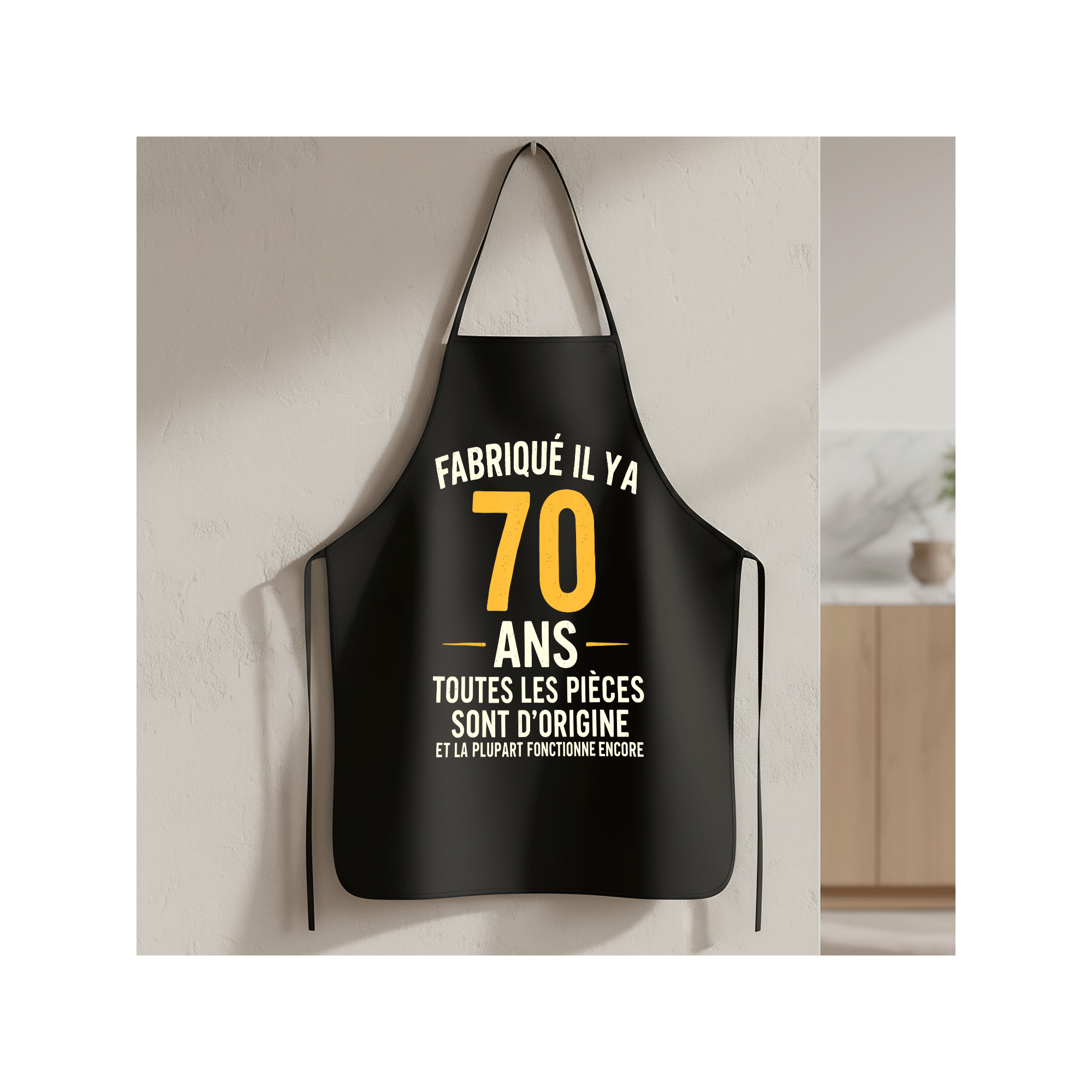 TEMU 70e Anniversaire 70 Ans 1955 Cadeau Tablier Motif S Noir - Tablier Durable, Confortable et Amusant Unisexe Cadeau de Cuisine pour Maman Papa,