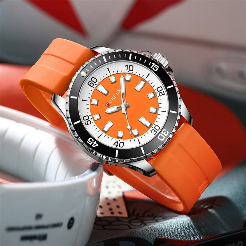TEMU Silicone Watch Business Male Students Clock Luminous Round Men's Watch Men's Watch, Without Battery