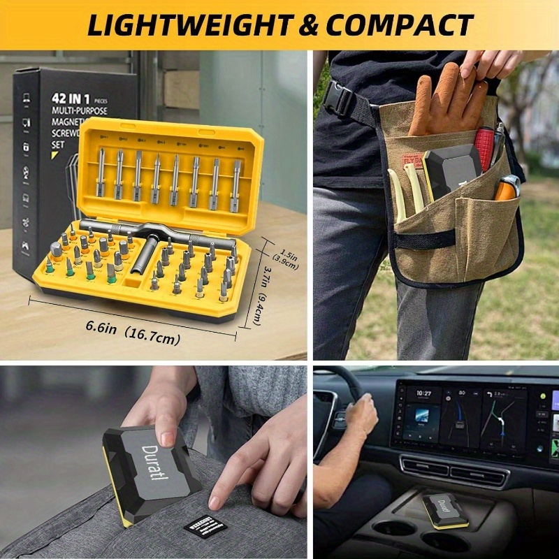 42-in-1 magnetic screwdriver set with 40pcs magnetic bits & ratchet mechanism - heavy-duty   tool kit with detachable ratchet handle, ergonomic grip, compact & portable case for home, furniture, electronics, computer repair - ideal for diy, professional & everyday use (no power required), modular tool system, side rail attachment,   &  , tool organizer storage, precision screwdriver set, tool set, screw driver set Product details 6