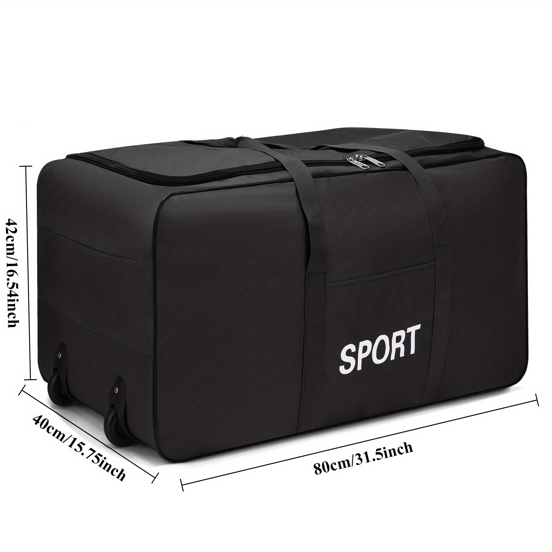 large capacity durable oxford fabric gym duffle bag wheels Temu - Technical View