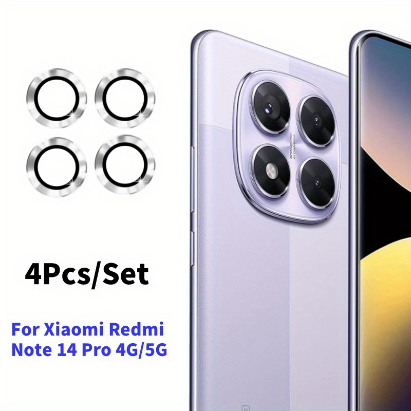 Za Redmi Note 14 Pro 4G/5G Zaščita leče kamere, 9H kaljeno steklo zaščitno steklo za pokrov kamere Kovinski posamezni obroč, 1