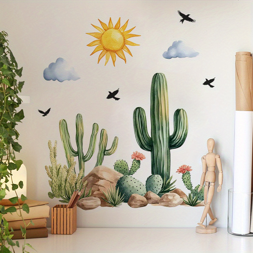watercolor tropical cactus bedroom living room entrance - Temu