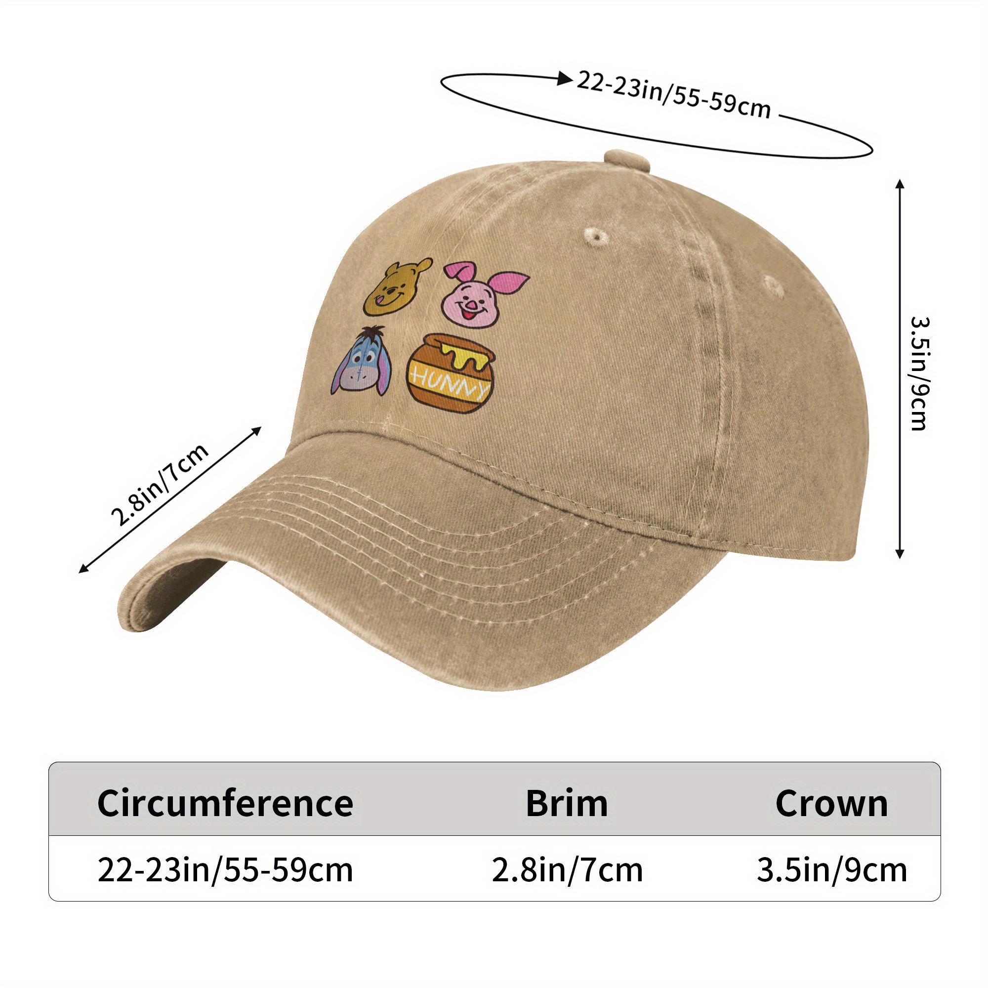     cartoon characters baseball cap adjustable unisex snapback hat with cute honey   casual fit for men and women   hat details 5