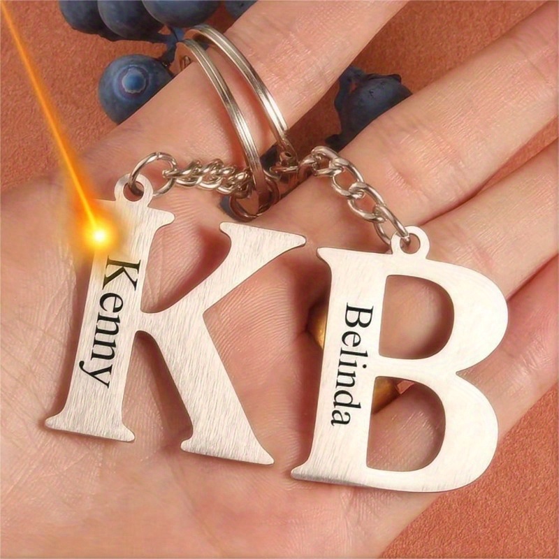 Custom Name Keychain Personalized, Stainless Steel Gold Plated