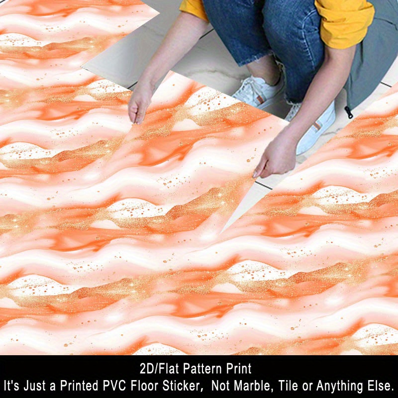 item picture 10pcs 2d flat floor stickers with orange glitter texture pattern self   pvc   wall decals measuring 11 81x11 81 inches 30x30cm   festive party decorations suitable for indoor rooms home bedrooms living rooms 2d flat