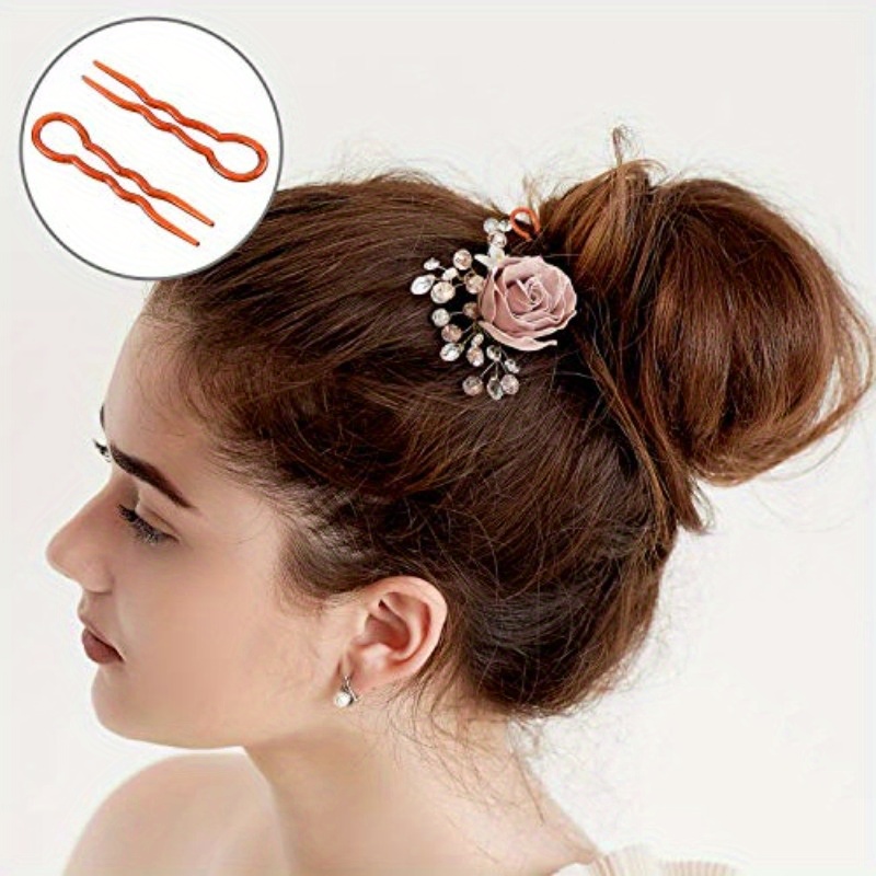 48pcs   plastic u shaped hairpins     hair clips 3 5 long heavy duty lightweight hairpins for womens wedding bun   everyday hairstyles durable plastic hair accessories 24 each color Product details 6