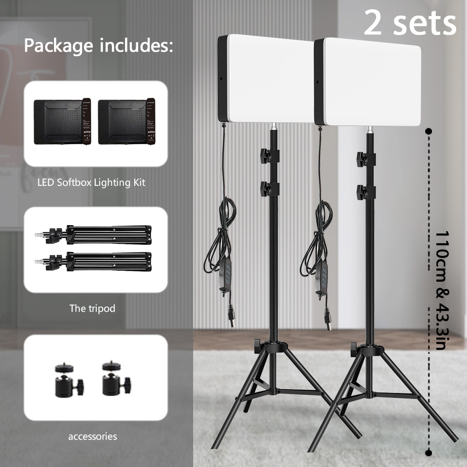 E-shop 12 Zoll LED Video Fülllicht mit 360° Drehbarer Einstellbarer LED Videoleuchte Panel Beleuchtungs-Kit mit Ständern Dimmbares Studio Licht für