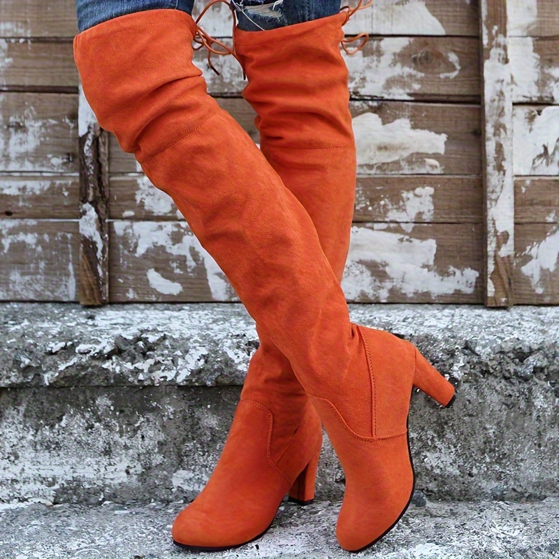 Orange Knee Boots Orange Tall Boots Extra Attention Over The Knee