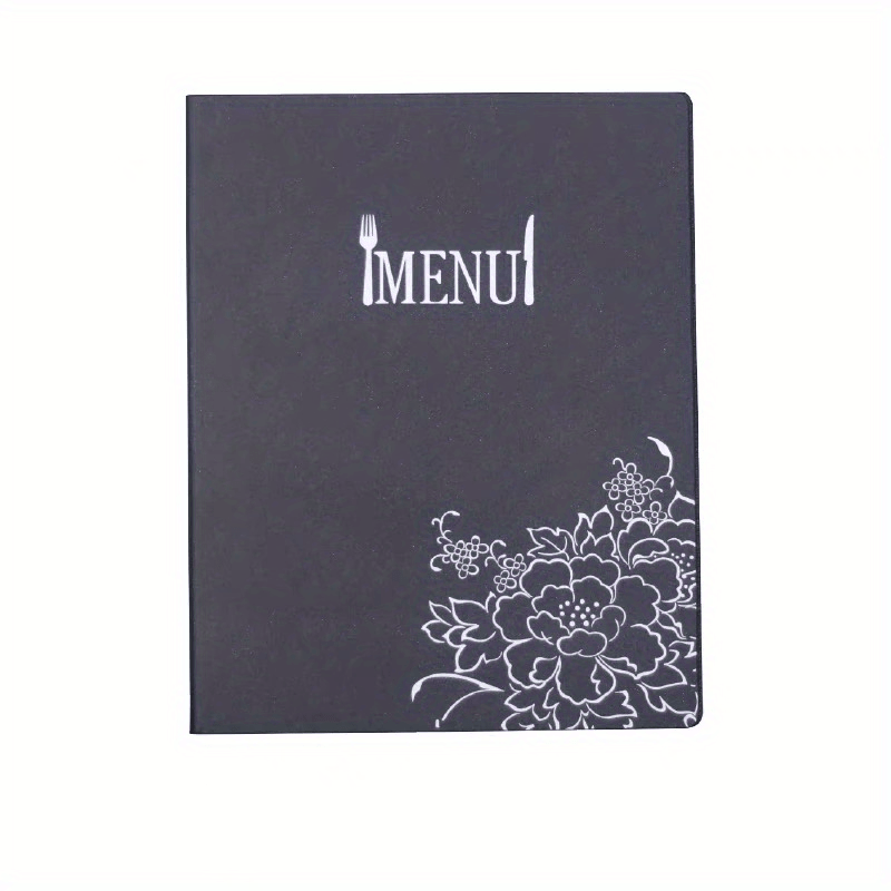 Image of 1pc Order Luxury Artificial Leather Menu Book, A4 Inner Pages- 6 Pages, 2 Colors , With Metal Screw Binding And Removable Pages, For Restaurant, Cafe, Bar, Hotel Menu