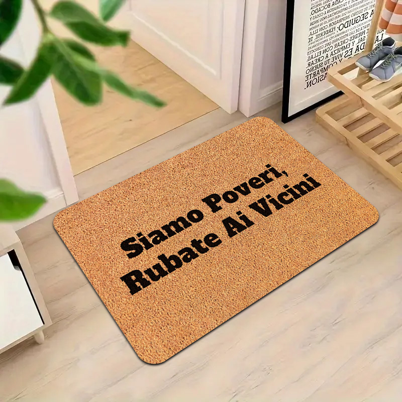TEMU 2d 1pc Entrance Welcome Mat With Italian Fun Slogan Print Design, Made Of Thick Plush Flannel Material, With Non-slip Backing, Washable And Easy