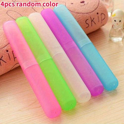 random 4pcs portable toothbrush cases breathable abs plastic travel toothbrush holders free ideal oral care accessory protection travel toothbrush case vibrant toothbrush case durable plastic box toothbrush stand