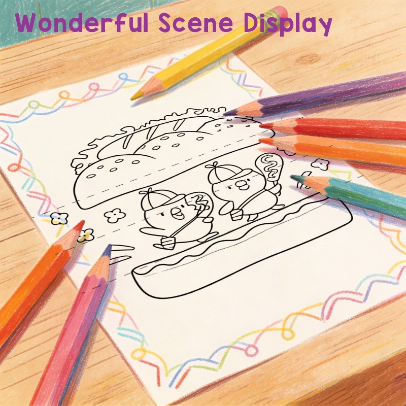 Shark Cover Foldable Creative Drawing Book, Fun Line Art Storybook