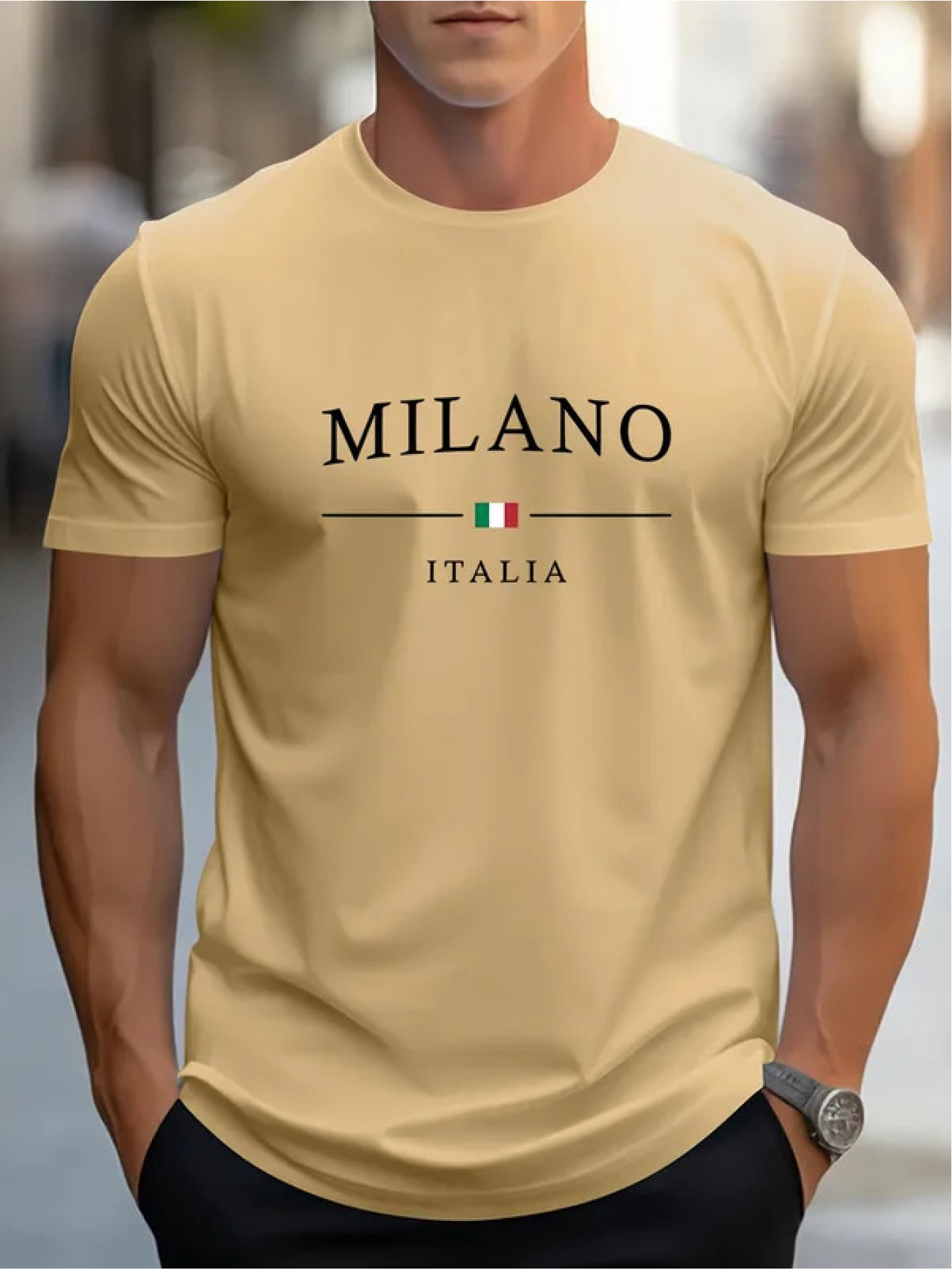 Мъжка лятна мода MILANO с принт на букви, свободна кройка, голям размер, удобна тениска с къс ръкав и кръгъл яка, ПЛЮС РАЗМЕР