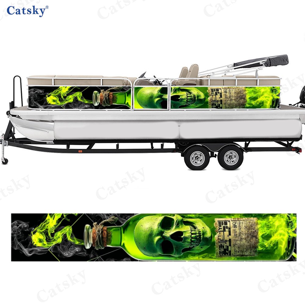 2pcs 2D Flat Stylish Fluorescent Skull in Bottle Hull Stickers