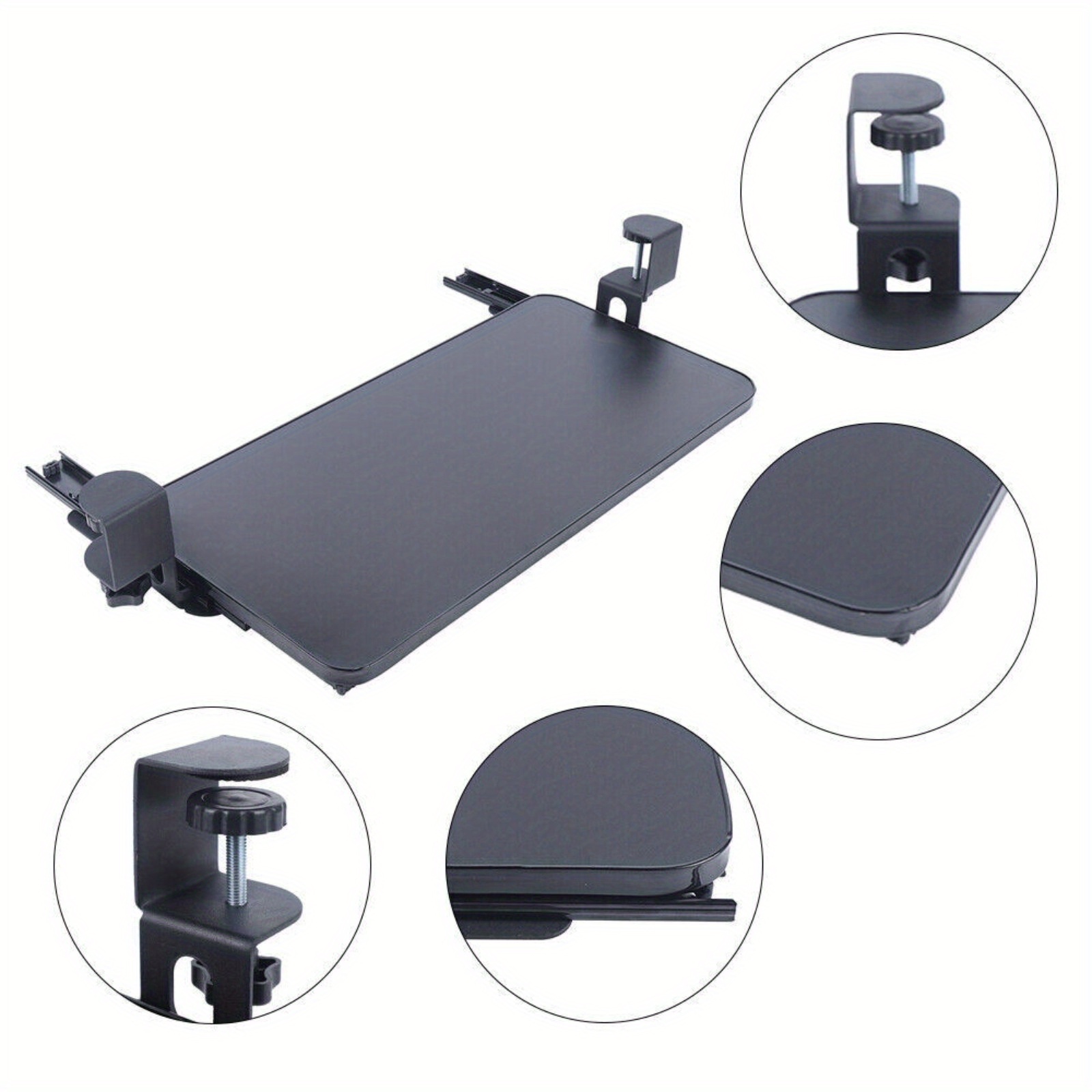 TEMU Cajón Extensible para Teclado, Bandeja para Teclado, Bandeja Extensible para Teclado, Soporte para Oficina en Casa, Montaje Escritorio, 52 X 25