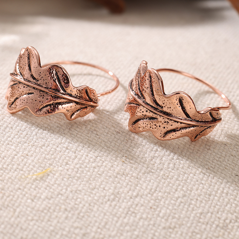 Vintage Hand Carved Geometry Leaves Drop Earrings Gift