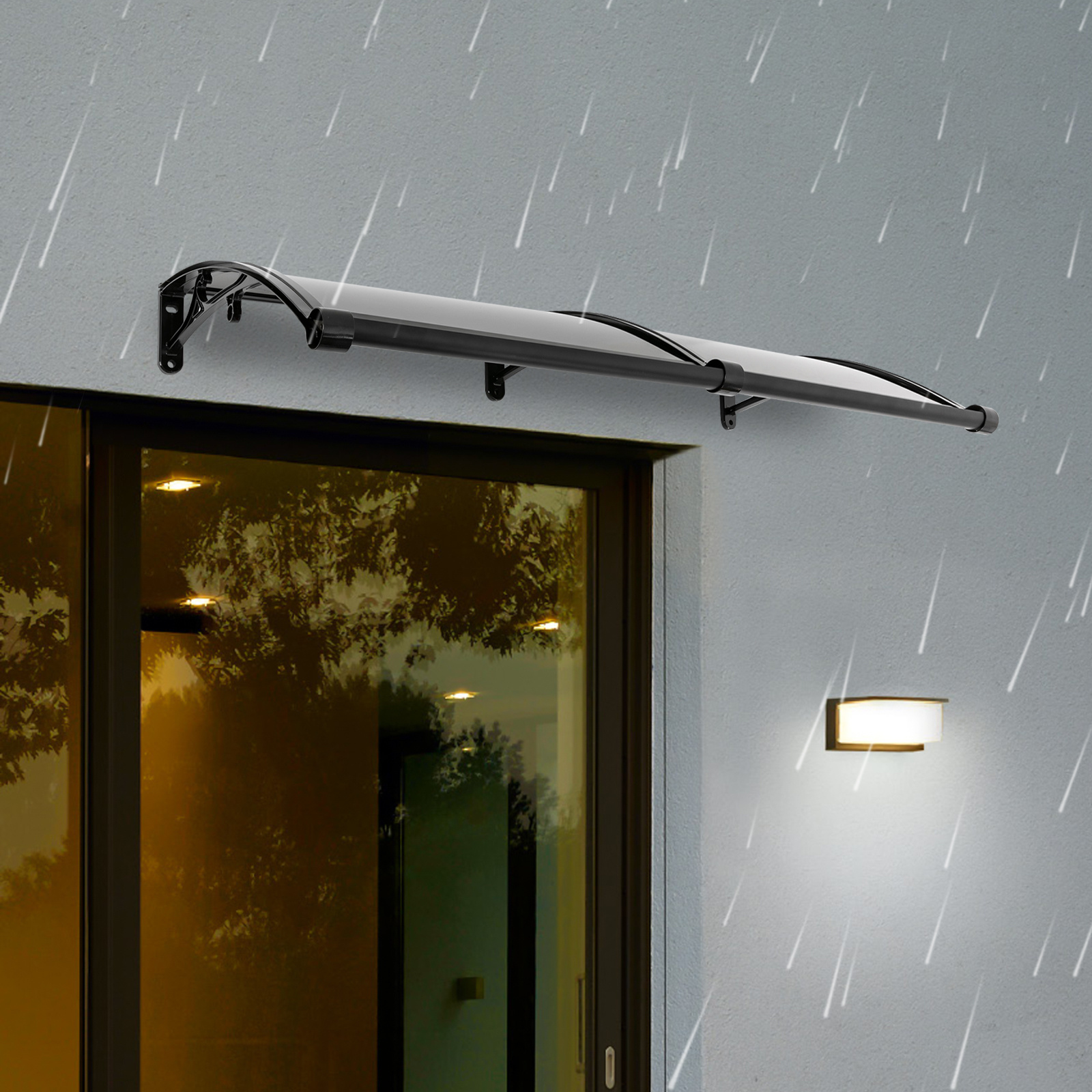 Arch Rainshed Durable Aluminum Alloy Construction With Uv & Weather Protection, Of Bearing Up To 440.92 Lbs, Design, Perfect For , Windows, And To Shield Against Rain And Sun