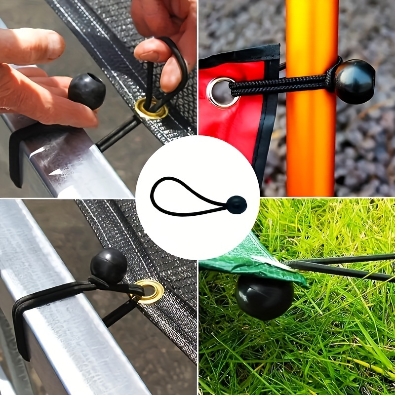 20pcs durable nylon bungee cords with plastic balls tensile strength   outdoor camping tent clamps for secure storage and fixing   additions