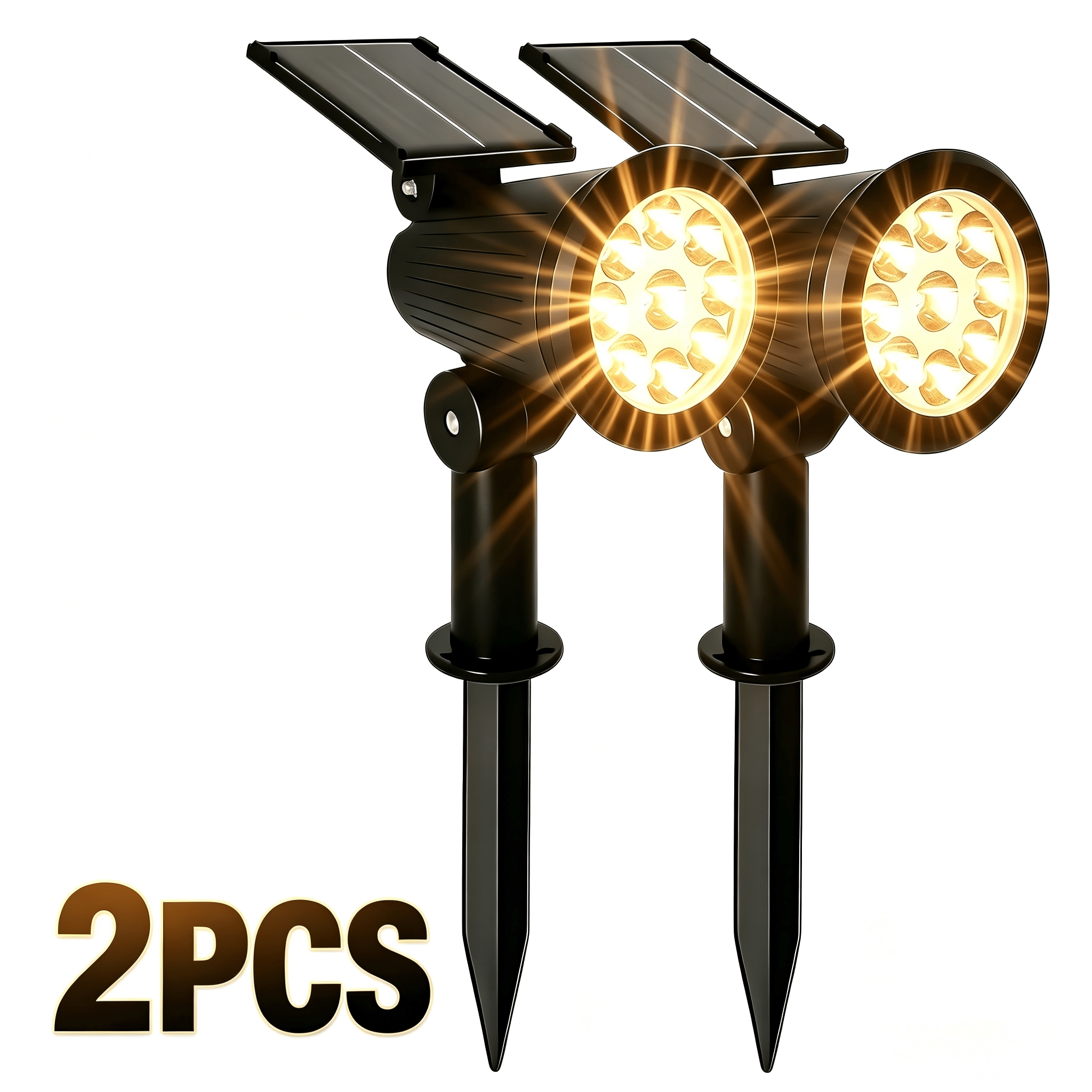 Image of 2pcs Energy- Solar 9 Led Landscape Spotlight - Multifunctional Garden Atmosphere Light, Perfect For Outdoor Decoration, Ideal For Courtyards, , Lawns, , , And Playground Solar Garden Decor