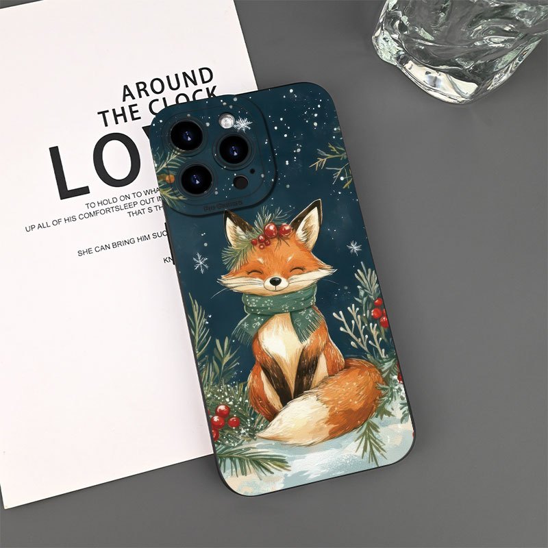 TEMU Phone Case: Creative Christmas Fox Pattern, Brand - Frosted Tpu Lens, All-inclusive Protection Of Mobile Phone Case, Frosted Feel, Non-slip And