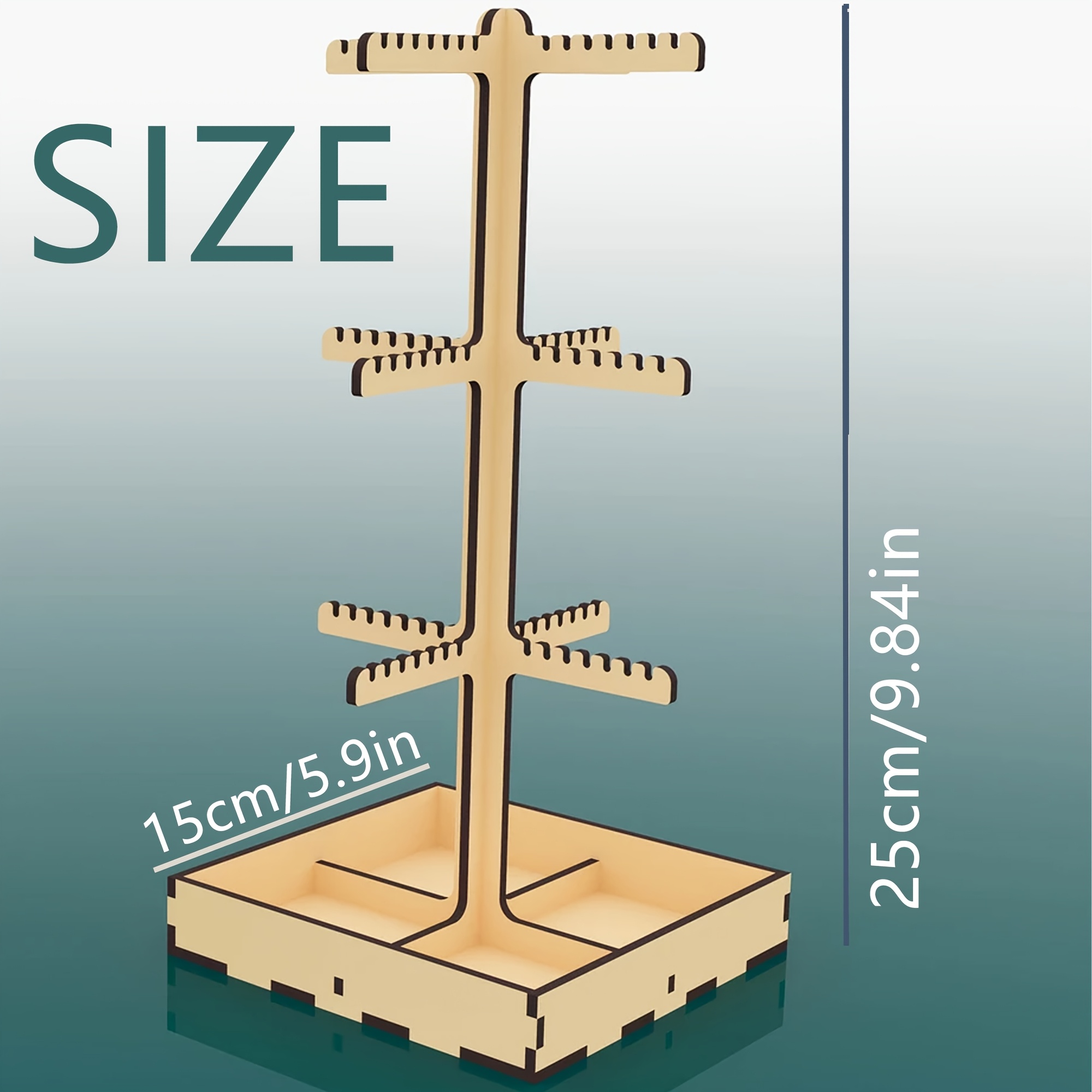 TEMU 1pc | Idéal pour support de rangement de bijoux de bureau, présentoir en bois découpé au laser, support pour boucles d'oreilles pendentifs,