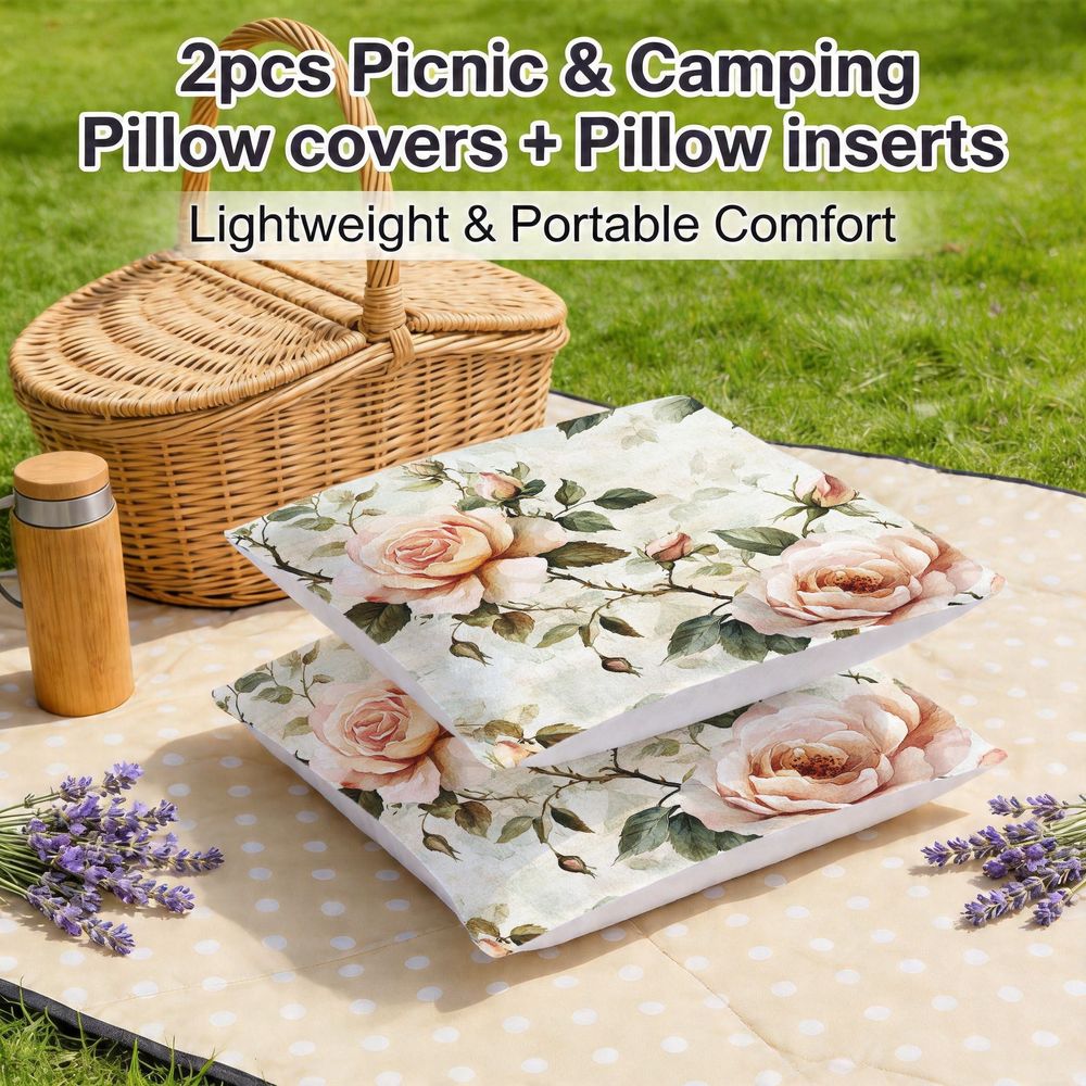Outdoor Pillows 2pcs Set with InsertAbstract Watercolor Botanical Print Outdoor Cushion, Artistic Floral Aesthetic Design, 17.72inch Square Pillow with Insert. Versatile for Patio, Garden, or Living Room Decor. Features Durable Weather-Resistant Fab