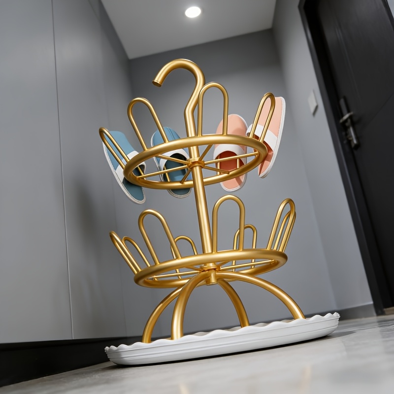 Shoe-Specific Rotating Drying Storage Rack, Featuring an Artistic Streamlined Wrought Iron Design That Is Elegant and Generous. Multi-tiered Storage Layout with Ample Capacity, Rotatable for Flexible Adjustment. Switch Freely Between Floor-standing