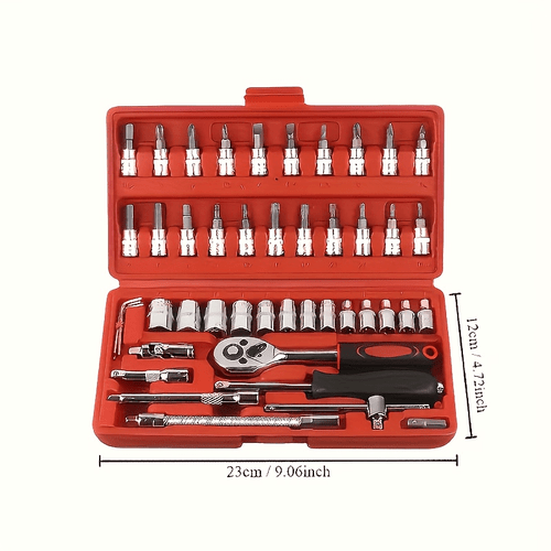A Toolbox Set - Automotive Repair Tool Combination Kit, Ratchet Wrench Set - Multifunctional Portable Tool Storage Box for Home and Car Use - High-Quality Tool Set