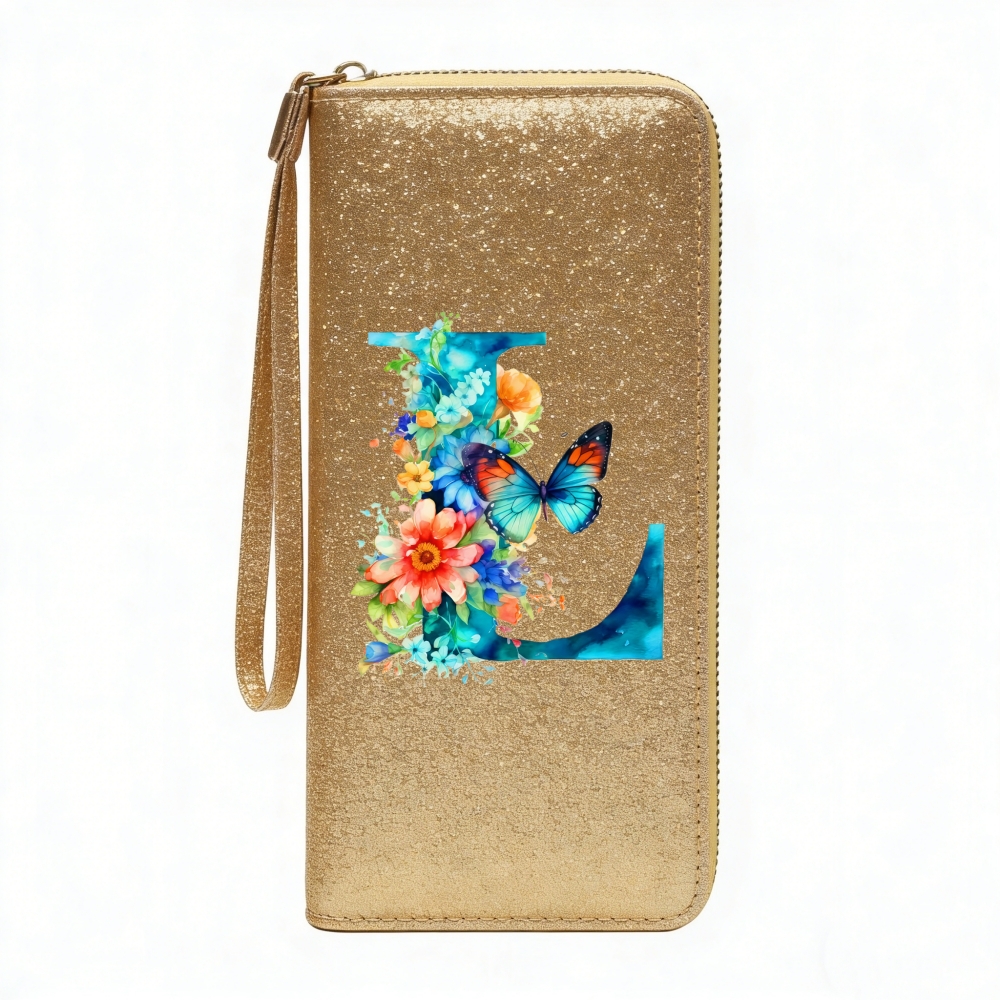 TEMU Personalized Customized Names Holiday Greetings Anniversary Starry Zipper Wallet Trendy Glitter Women's Handbag Sequin Pearl Glitter Clutch Bag