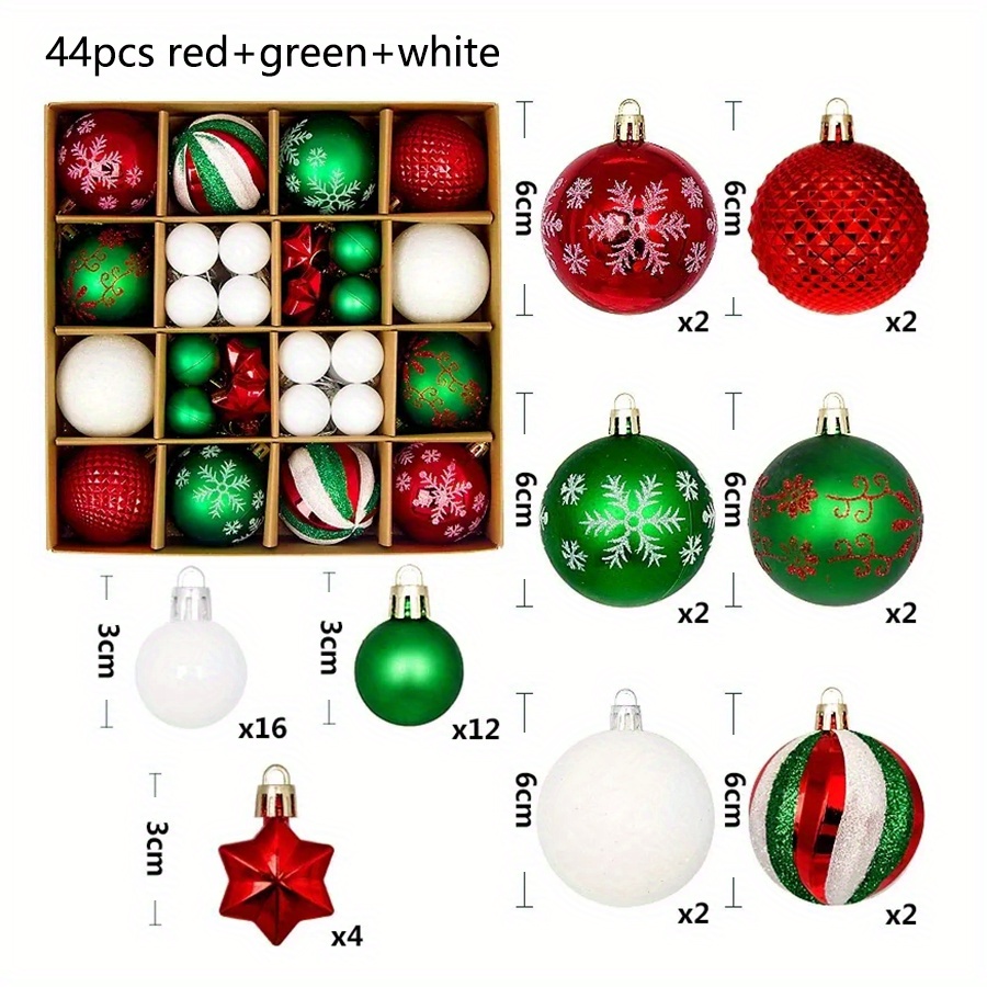 Décorations de Noël 44 pièces : ornements peints, boules suspendues et décorations festives pour arbre et scènes - Idéal pour fêtes, cadeaux et célébrations de Noël, Halloween et Nouvel An - Parfait pour famille et amis - Boules et ornements en plastique pour sapin