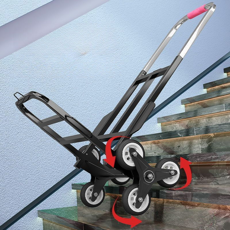 

Foldable Trolley With 6-wheel Design - Stair Climbing, Heavy-duty Capacity, Quiet Rubber Wheels For Home Shopping & Luggage Transport