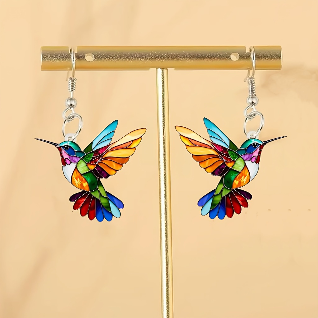 

Hummingbird Acrylic Earrings, Fashionable And Sparkling, Parties And