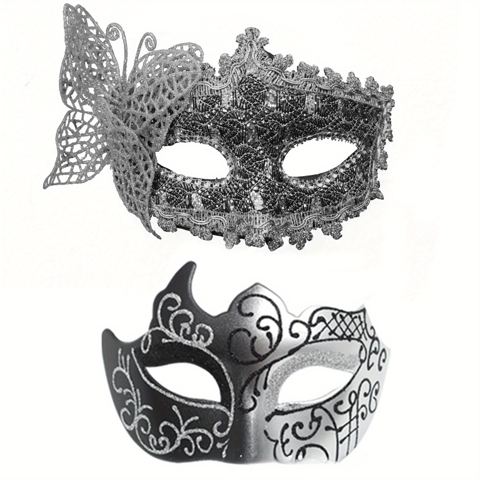2pcs set couple masquerade ball masks metal venetian party - Temu Ireland