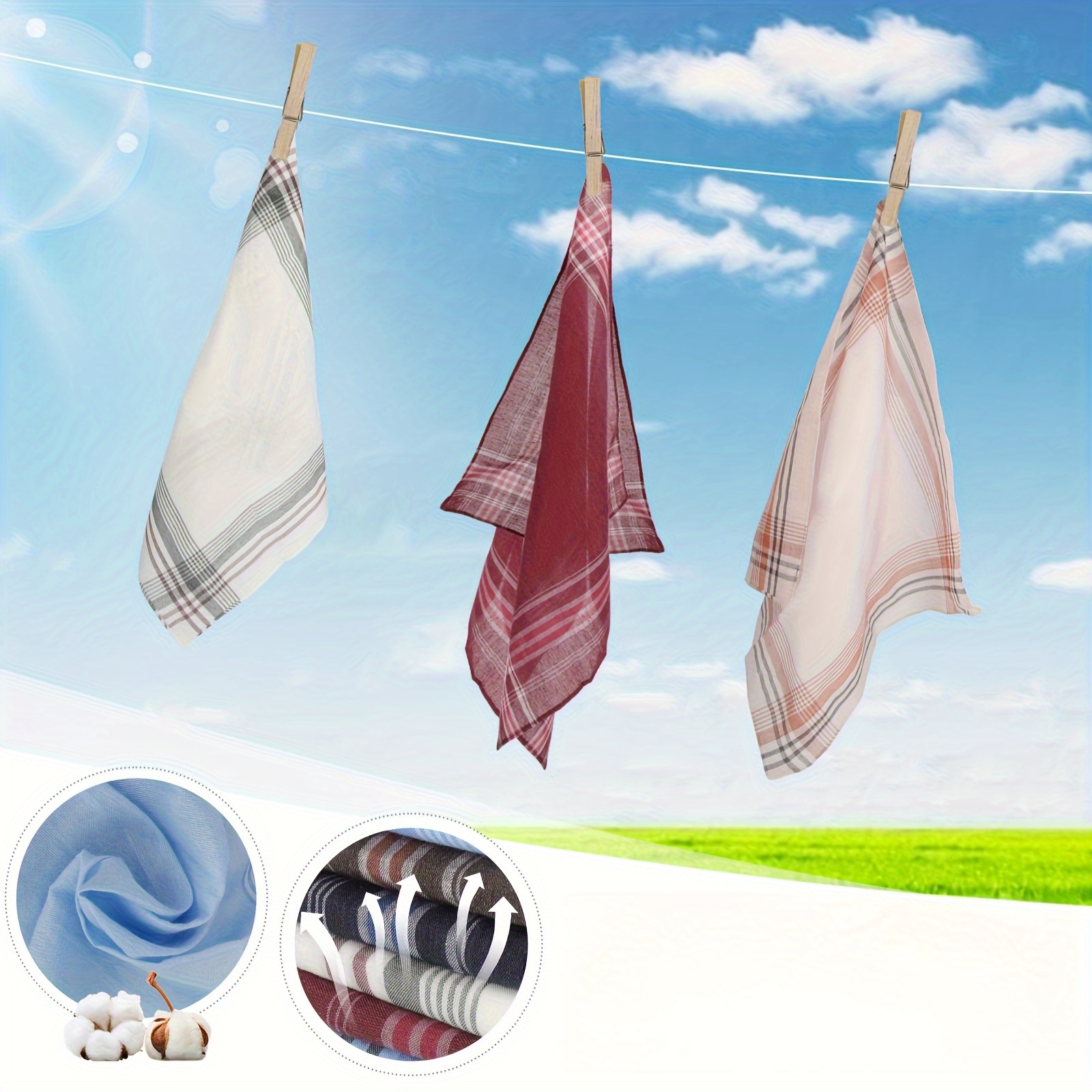 Retro Plaid Handkerchiefs - Set of 12pcs
